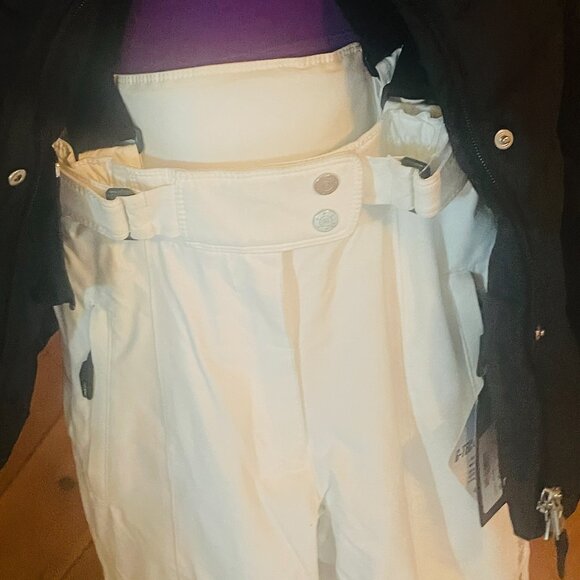 NEW Goldwinn Ladies White Ski Fitted Pants GTEC Stretch W/Black Suspenders - Picture 11 of 14